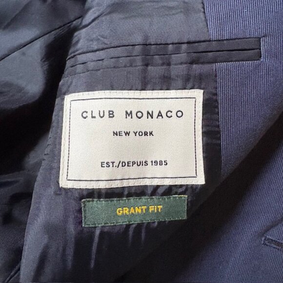 Club Monaco New York Grant Fit Cotton Jacket Blazer Navy Stripe Sz 36S - Picture 6 of 13